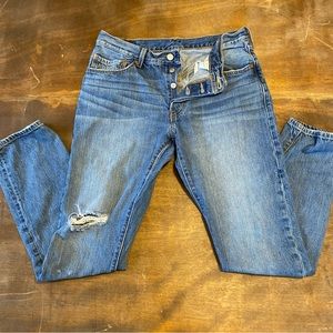 Levi's 501 Ripped Distressed Button Fly Straight Leg Denim Jeans 32 x 31.5